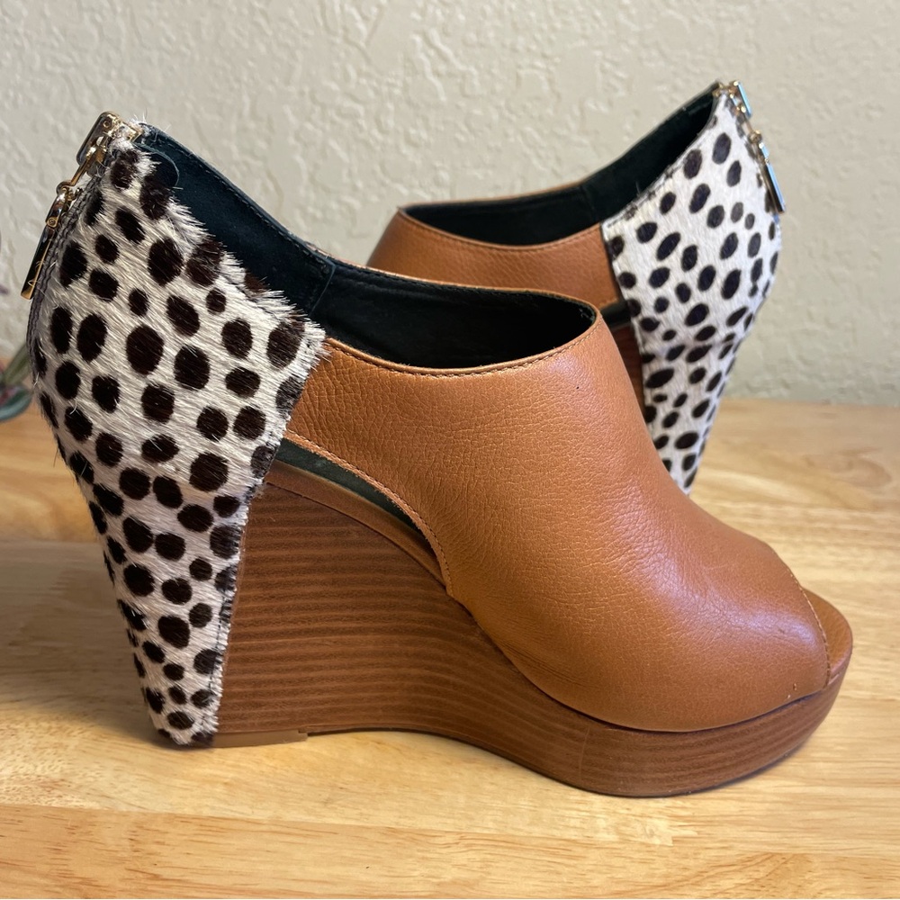 Rebecca Minkoff “Trott” Wedges - leather animal print US 6
